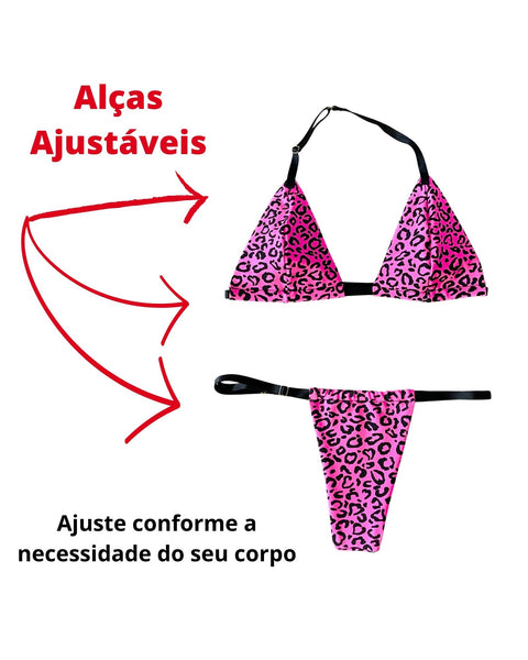 Biquíni de Fita Bronze Perfeito Onça Pink Barbie