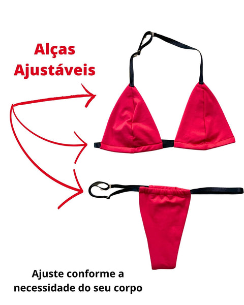 Biquíni de Fita Bronze Perfeito Vermelho